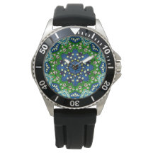 Mandala Retro Mosaic Green Blue Pattern