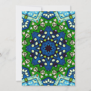 Mandala Retro Mosaic Green Blue Pattern Einladung