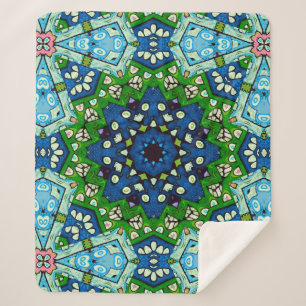 Mandala Retro Mosaic Green Blue Pattern Sherpadecke