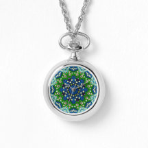 Mandala Retro Mosaik Green Blue Pattern Watch