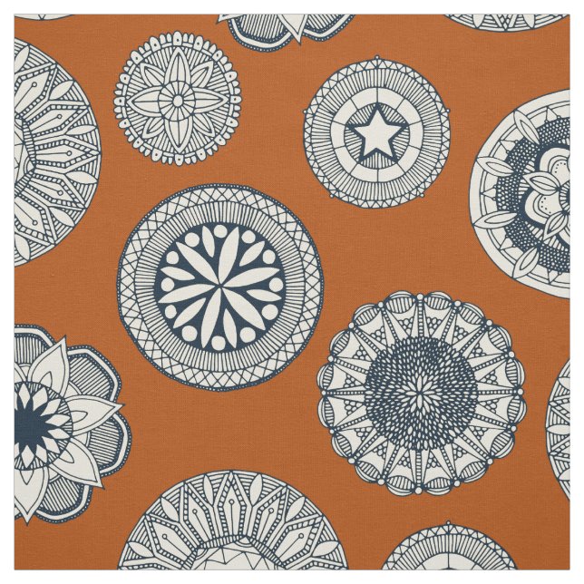 Mandala-Ringorange Stoff (Muster)