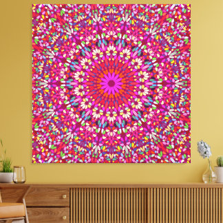 Mandala Rose Chaud – Toile de Luxe Enveloppée Radi