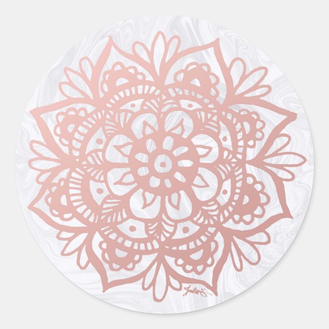 Mandala rose Gold sur Sticker Marbre blanc (Devant)