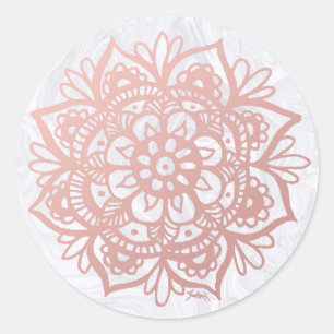 Mandala Rose Gold sur un autocollant Marbre blanc