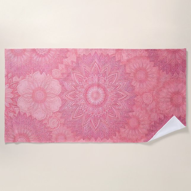 Mandala Rose Imprimer Serviette de plage (Devant)