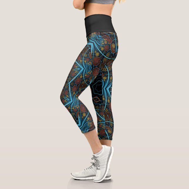 Mandala Rosette Boho Bohemisch Style Dandy Pattern Capri Leggings (Links)