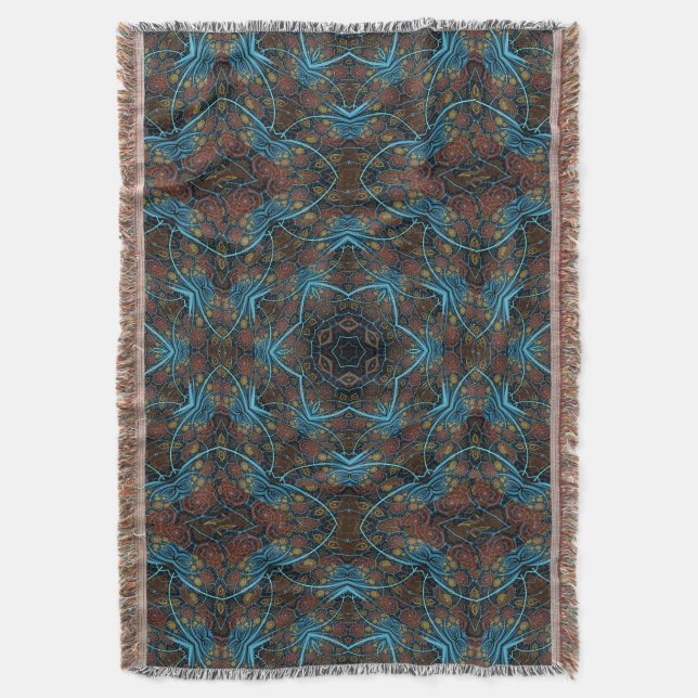 Mandala Rosette Boho Bohemisch Style Dandy Pattern Decke (Vorderseite Vertikal)