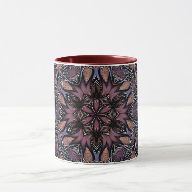 Mandala Rosette Floral Twin Retro Boho Mug (Centre)