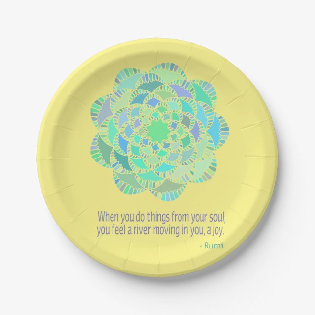 Mandala Rumi Joy Quote Pappteller (Vorderseite)