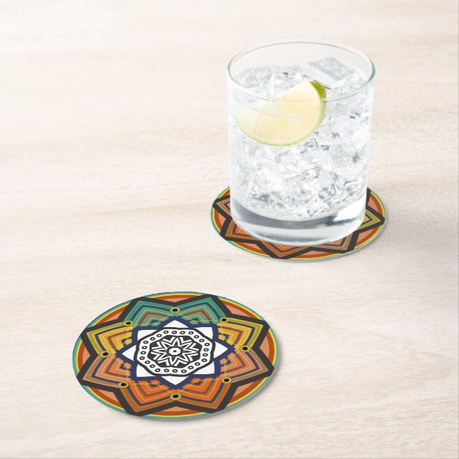 Mandala Runder Pappuntersetzer (Vor Ort)