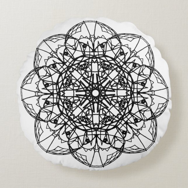 Mandala Rundes Kissen (Vorderseite)