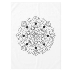 Mandala. Rundes orientalisches Schwarzweiss-Muster Tischdecke