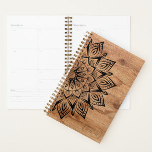 Mandala Rustic Wood Yearly Planer