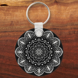 Mandala Schlüsselanhänger | Schwarz und Grau