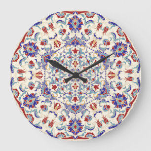 Mandala-Schönheit: Farbige kulturelle Mosaik Große Wanduhr