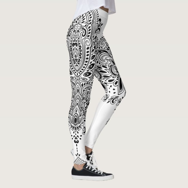 Mandala, schwarz-weiß leggings (Rechts)