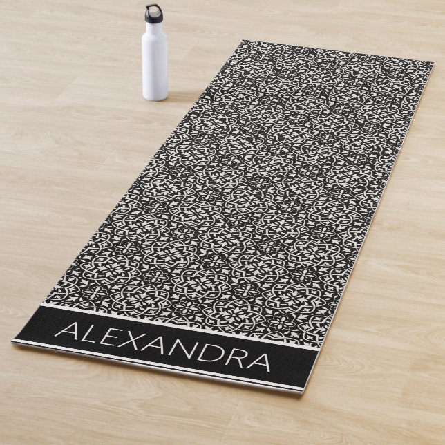 Mandala Schwarz-weißer Mustername Personalisiert Yogamatte (Beispiel)