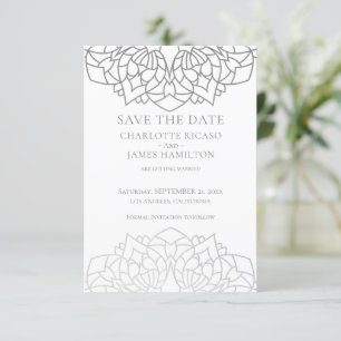 Mandala Silver Gray Pattern Personalisierte Hochze Save The Date
