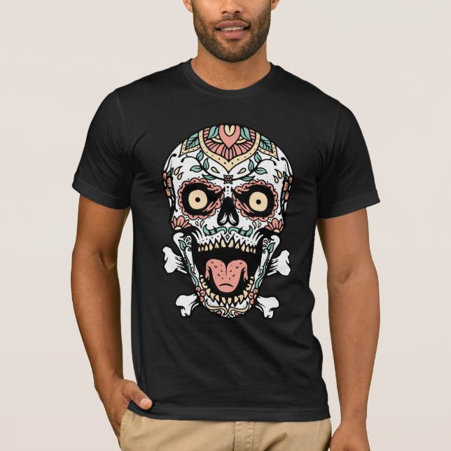 Mandala Skull T - Shirt | Boho Gothic Skull Art T- (Vorderseite)