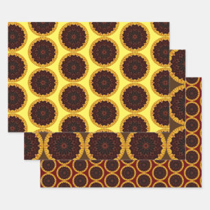 Mandala Sonnenblumen Kunstwerk Geschenkpapier Set