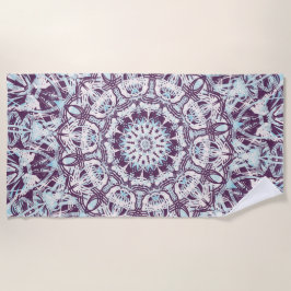 Mandala Spiritual Kaleidoscope Blue Purple White. Strandtuch