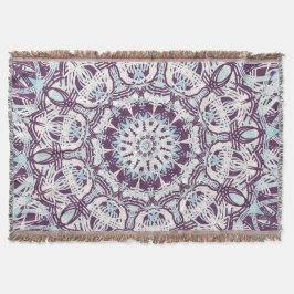 Mandala Spirituelles Kaleidoskop Blau Lila Weiß.  Decke