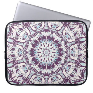 Mandala Spirituelles Kaleidoskop Blau Lila Weiß Laptopschutzhülle