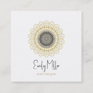 Mandala Square Business: Gold und Black Tribal Quadratische Visitenkarte