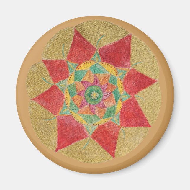Mandala Star Sacred Geometry Round Magnet (Vorne)