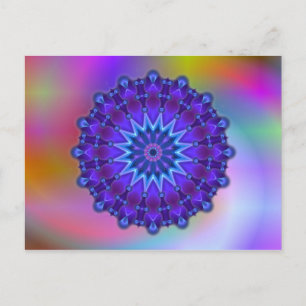 Mandala-Stern in blau Farblicht Postkarte
