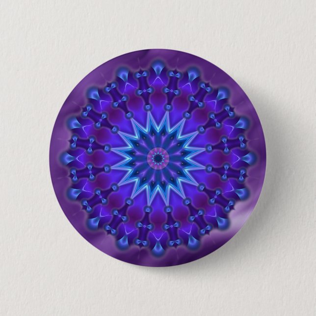 Mandala-Stern in blau | Lippenwellen Button (Vorderseite)