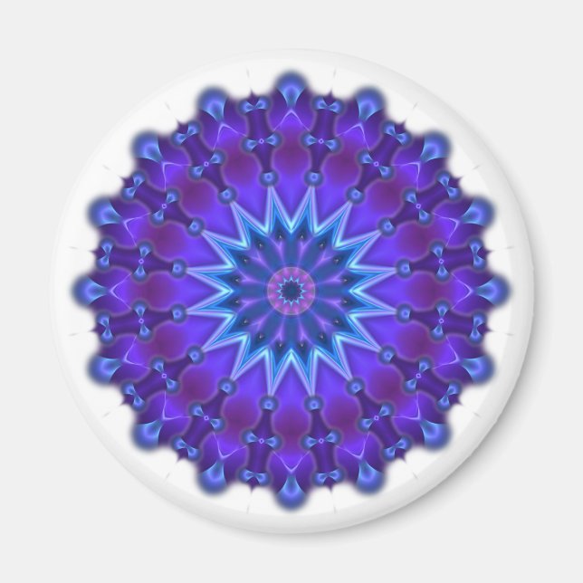 Mandala-Stern in blau Magnet (Vorne)