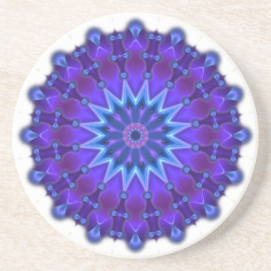 Mandala-Stern in blau Sandstein Untersetzer