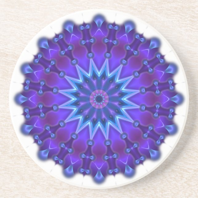 Mandala-Stern in blau Sandstein Untersetzer (Vorne)