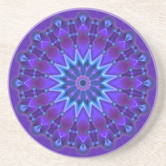 Mandala-Stern in blau | violett Getränkeuntersetzer (Vorne)