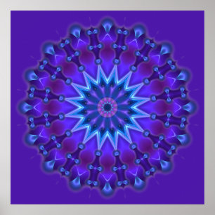 Mandala-Stern in blau   violett Poster