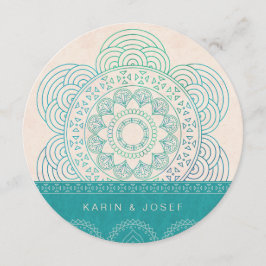 Mandala Summer Garden Chic Türkis Wedding Einladung