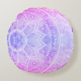 Mandala Sunset Wasserfarben Rosa Rundkissen Rundes Kissen