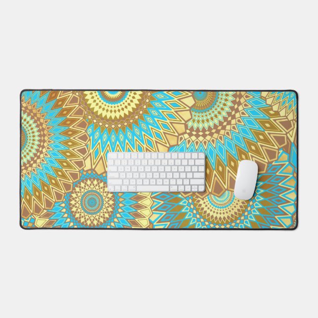 Mandala superposé bleu marron or (Clavier et souris)