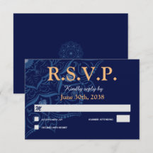 Mandala sur le mariage bleu royal Réponse RSVP