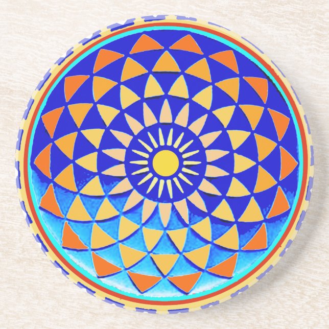 Mandala Symbol der Perfektion Sandstein Untersetzer (Vorne)