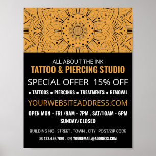 Mandala Symbol, Tattoo & Body Piercing Studio Poster