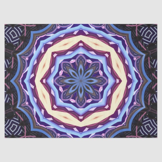 Mandala-Taschentuch der blauen Blume Seidenpapier (Vorderseite)