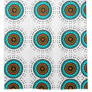 Mandala Teal Umlaufbahn Duschvorhang