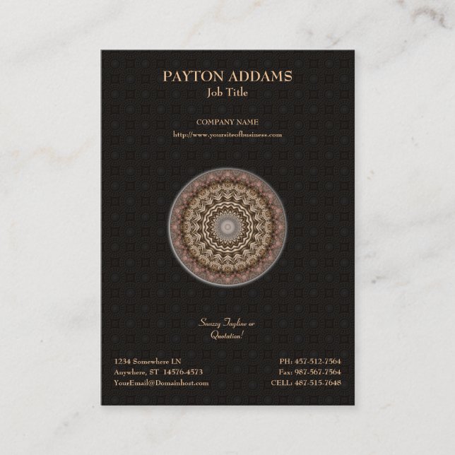 Mandala teint par thé • Carte de visite vertical (Devant)