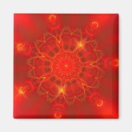 Mandala Thin Lines Warme Farben roter Hintergrund Magnet