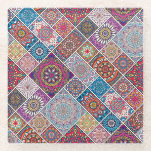 Mandala Tile Pattern Glasuntersetzer