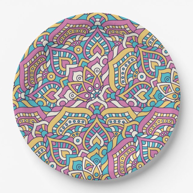 Mandala Tile Pattern Pappteller (Vorderseite)