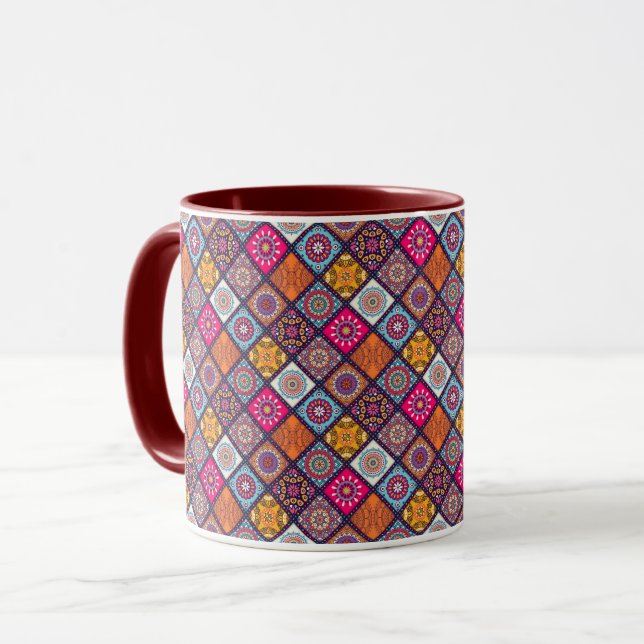 Mandala Tile Pattern Tasse (Vorderseite Links)