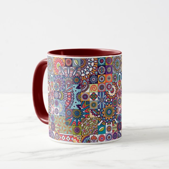 Mandala Tile Pattern Tasse (Vorderseite Links)